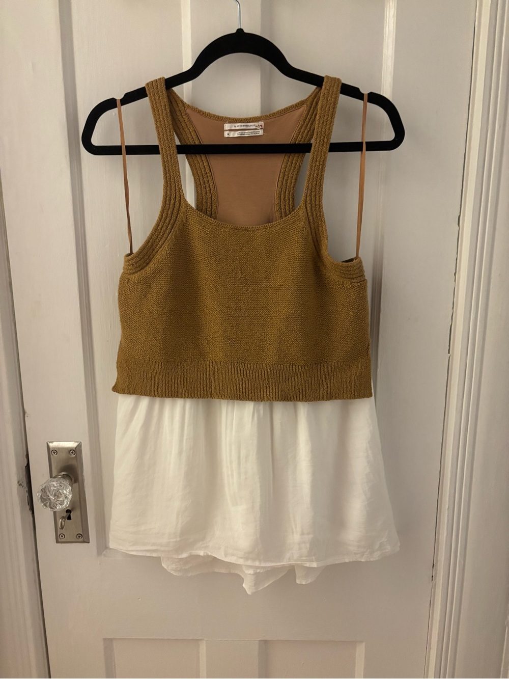 Anthropologie tan and white layered Knit Tank